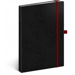 Notes - Vivella Classic černý/červený, linkovaný, 15 x 21 cm