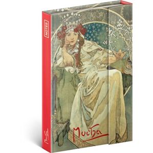 Notes Alfons Mucha – Princezna, linkovaný. 10,5 x 15,8 cm