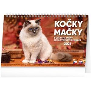 Stolní kalendář Kočky – Mačky CZ/SK 2021, 23,1 × 14,5 cm