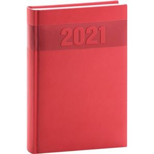 Denní diář Aprint 2021, červený, 15 × 21 cm