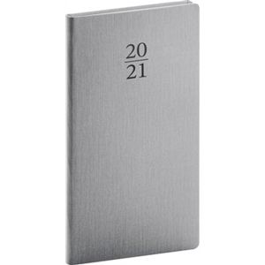Kapesní diář Capys 2021, stříbrný, 9 × 15,5 cm