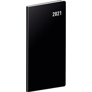 Kapesní diář Černý 2021, plánovací měsíční, 8 × 18 cm