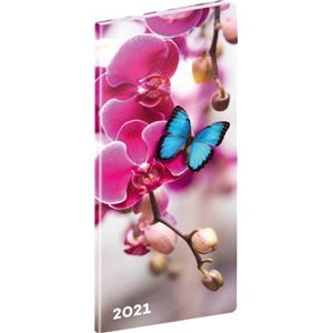 Kapesní diář Motýli 2021, plánovací měsíční, 8 × 18 cm