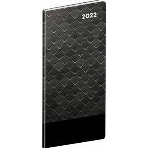 Kapesní diář Černý kov 2022, plánovací měsíční, 8 x 18 cm