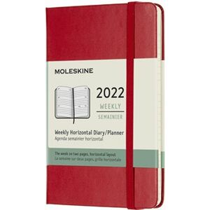 Horizontální týdenní diář Moleskine 2022, tvrdý, červený S