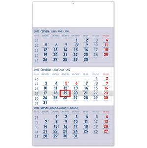 Nástěnný kalendář 3měsíční standard modrý - s českými jmény 2023