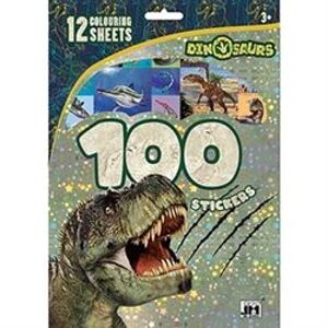 100 samolepek s omalovánkovými listy - Dinosauři