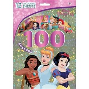 100 samolepek s omalovánkovými listy - Disney Princezny